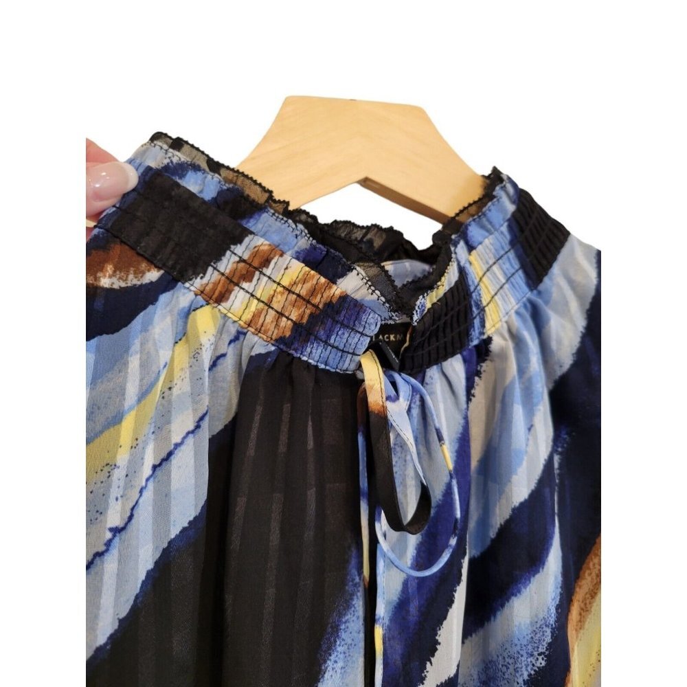 WHBM Multicolored Mock Neck Tank Top Blouse Sleeveless Black Large Relaxed Flowy - Picture 4 of 8